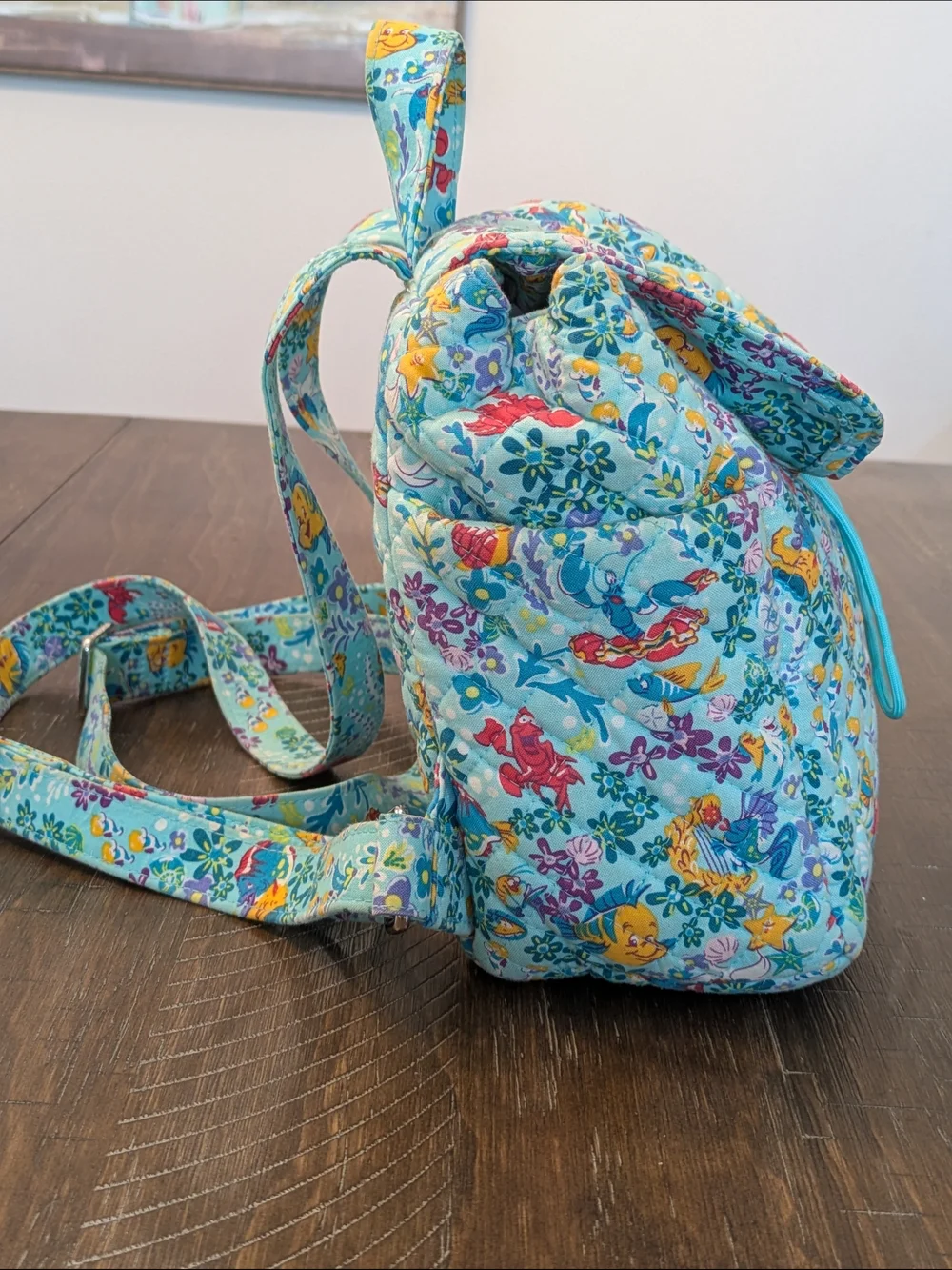Vera Bradley Little Mermaid Mini Quilted Drawstring Backpack